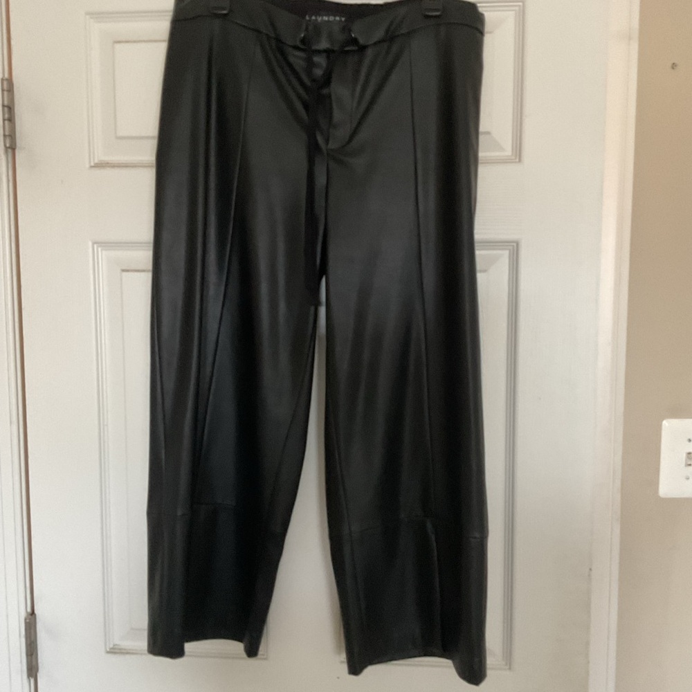Laundry By Shelli Segal Black Faux Leather Men Pants